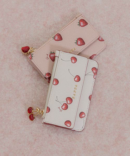 【Cherry＆Strawberry】チャーム付きフラップフラグメントケース