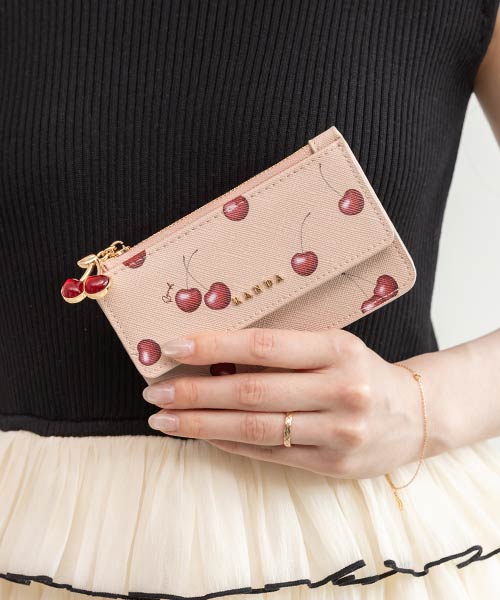 【Cherry＆Strawberry】チャーム付きフラップフラグメントケース