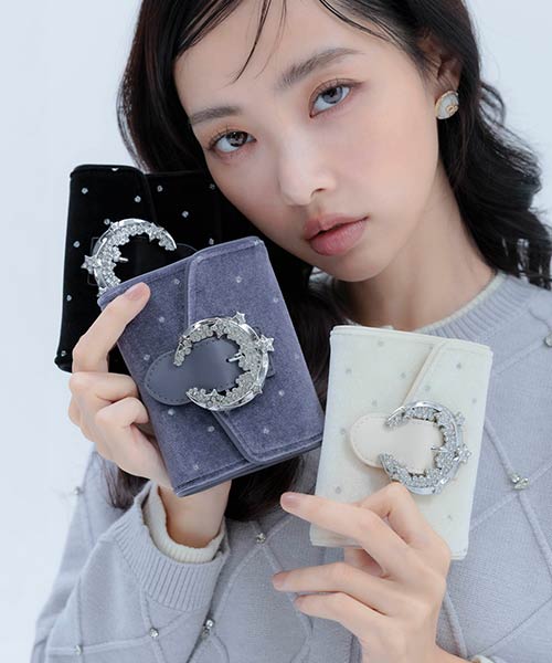 【Holiday Collection】ビジューバックルベロアウォレット