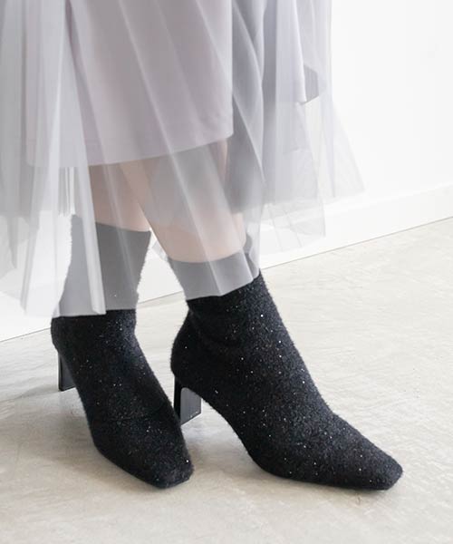 【SALE】モヘアライクニットショートブーツ