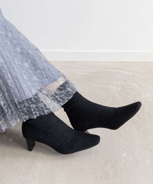 【SALE】モヘアライクニットショートブーツ