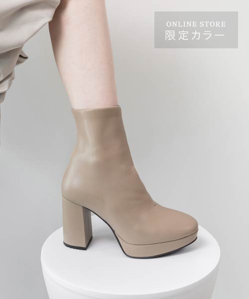 新色/【WEB限定カラーあり】晴雨兼用 チャンキーヒールベーシックショートブーツ