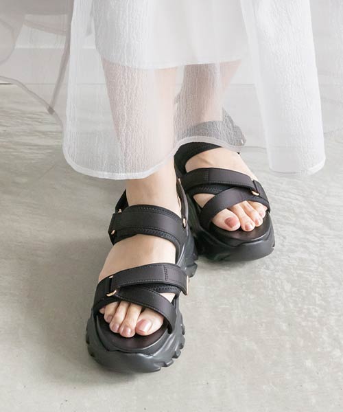 【SALE】アシンメトリーストラップ スポーツサンダル