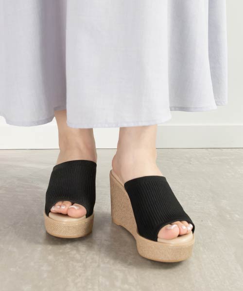 【SALE】【SUSTAINABLE】ウェッジヒールニットサンダル