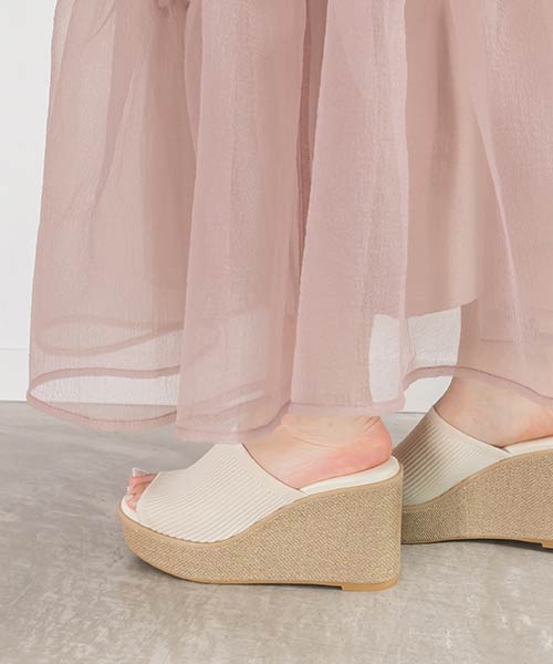 【SALE】【SUSTAINABLE】ウェッジヒールニットサンダル