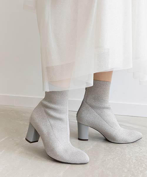 【SALE】【SUSTAINABLE】ラメニットショートブーツ