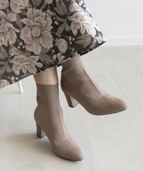 【SALE】【SUSTAINABLE】ラメニットショートブーツ