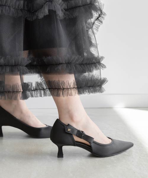 リボンデザインサイドオープンパンプス