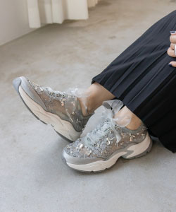 【SALE】ビジュー×レーススニーカー