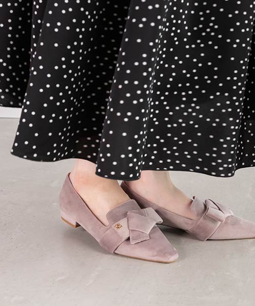 【SALE】リボン×モノグラムパーツ ローファー