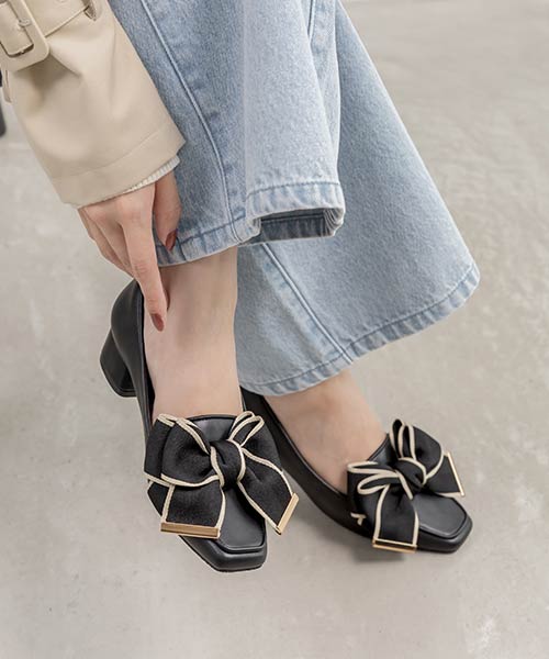 ビッグリボンデザインローファー