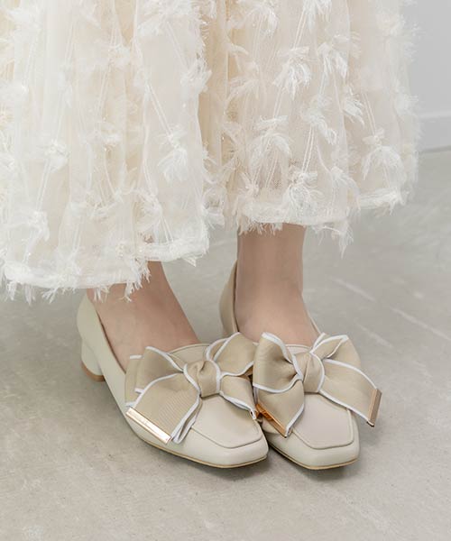 ビッグリボンデザインローファー