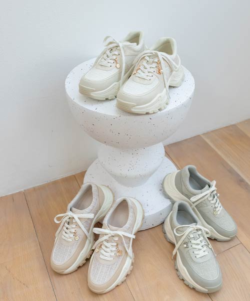 2WAY チャーム付きツイードスニーカー