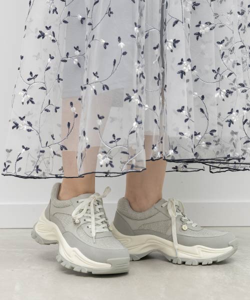 2WAY チャーム付きツイードスニーカー