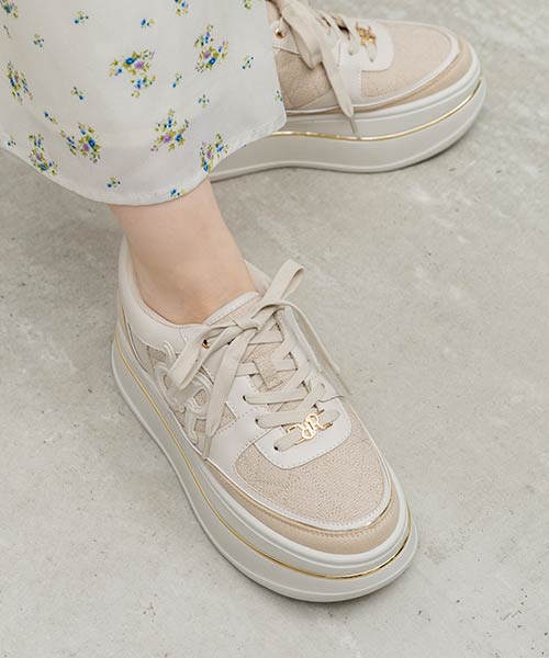 【26SS】モノグラム×キルティング プラットフォームスニーカー