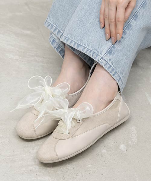 2WAY オーガンジーリボンフラットスニーカー