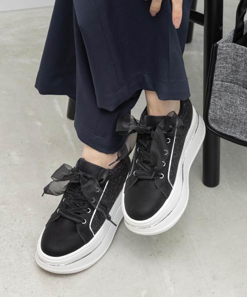 2WAY シアーリボンプラットフォームスニーカー