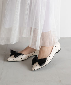 【SALE】2WAY リボンフラットパンプス