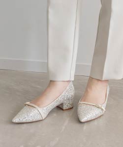【SALE】ビジューバックル ポインテッドトゥパンプス