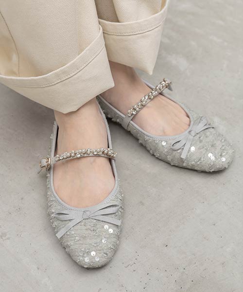 【26SS】ビジューストラップバレエシューズ