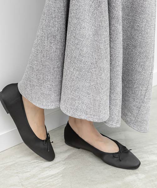 軽量 スクエアトゥフラットパンプス