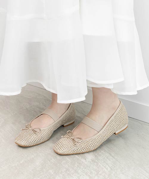 ラフィアライクフラットパンプス