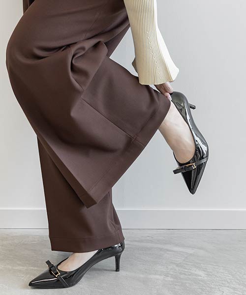 リボンベルトエナメルパンプス
