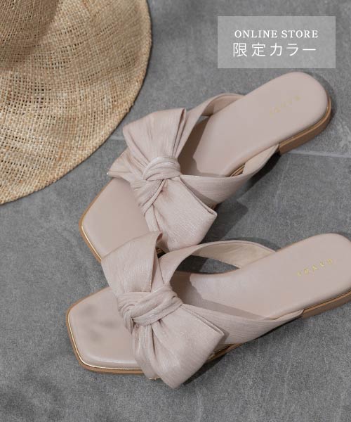 新色/【WEB限定カラーあり】ビッグリボンフラットサンダル
