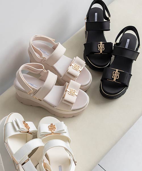 モノグラムリボンボリュームスポーツサンダル