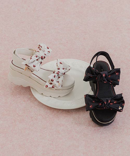 【Cherry＆Strawberry】チェリープリントリボンスポーツサンダル