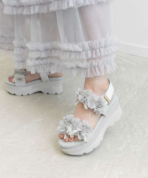 シアーフラワーベルトスポーツサンダル