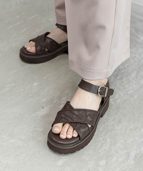 ウーブンデザインクロスベルトサンダル