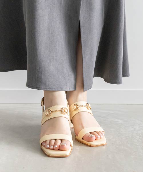 【SALE】ビットパーツチャンキーヒールサンダル