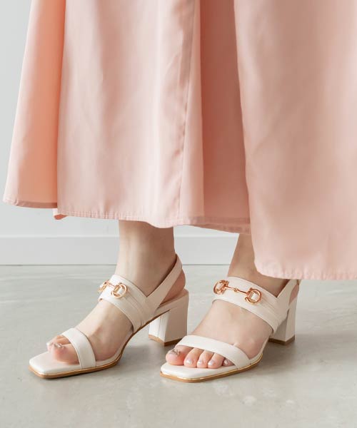 【SALE】ビットパーツチャンキーヒールサンダル