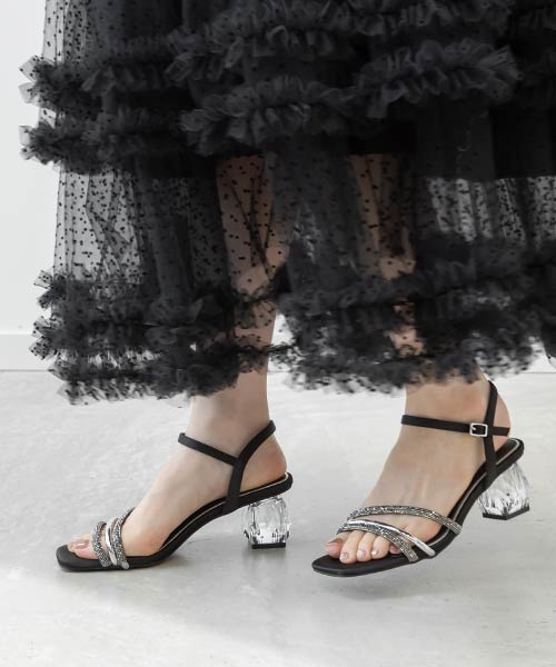 クリアヒールビジューストラップサンダル
