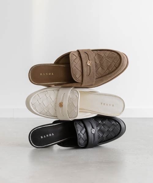 ウーブンデザインミュールローファー