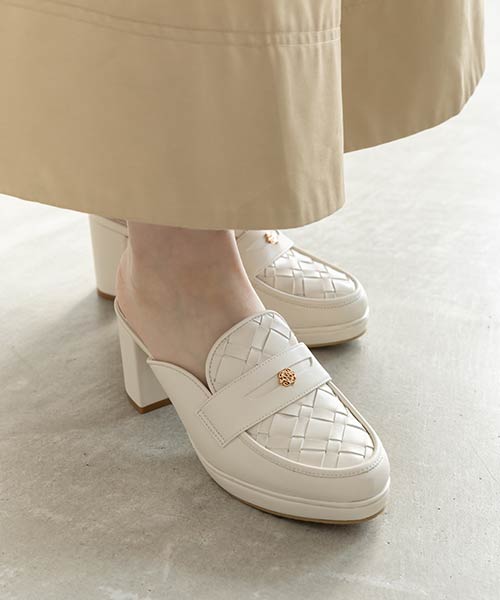 ウーブンデザインミュールローファー