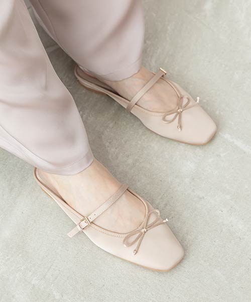 バレエシューズライクミュールパンプス