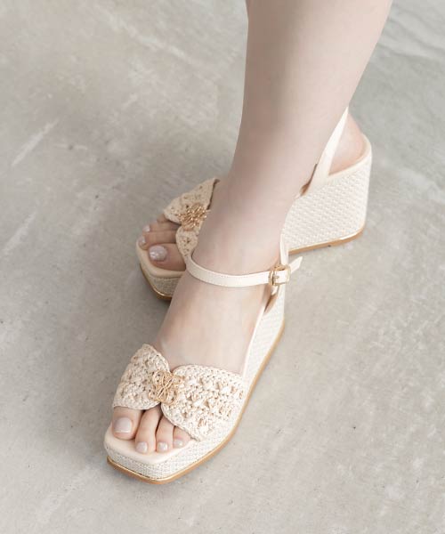 モノグラムパーツウェッジソールサンダル