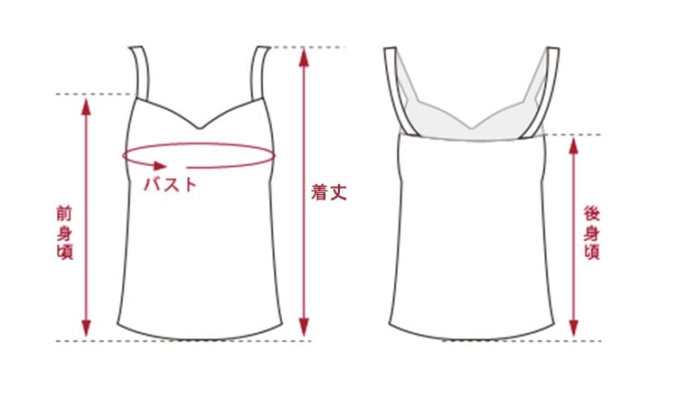 キャミソールの計測箇所